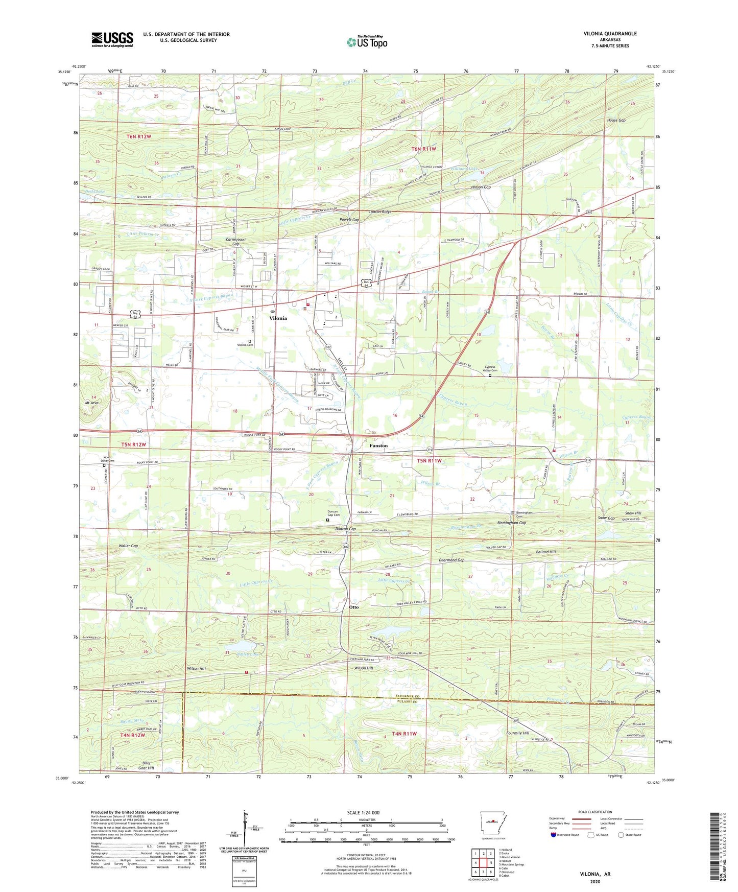 Vilonia Arkansas US Topo Map Image