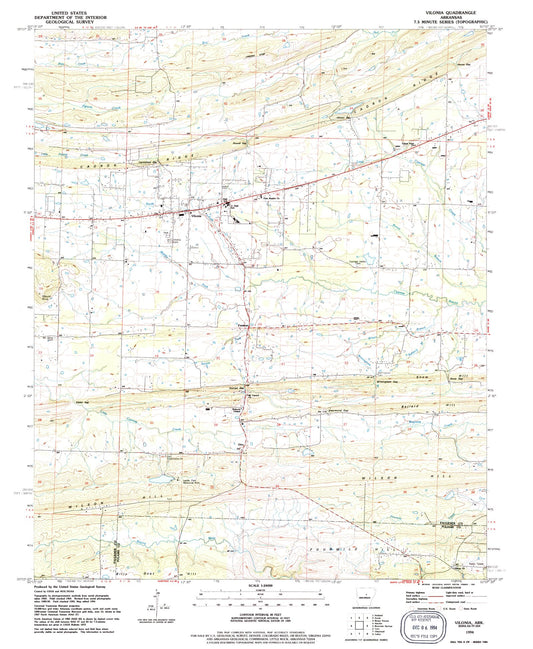 Classic USGS Vilonia Arkansas 7.5'x7.5' Topo Map Image