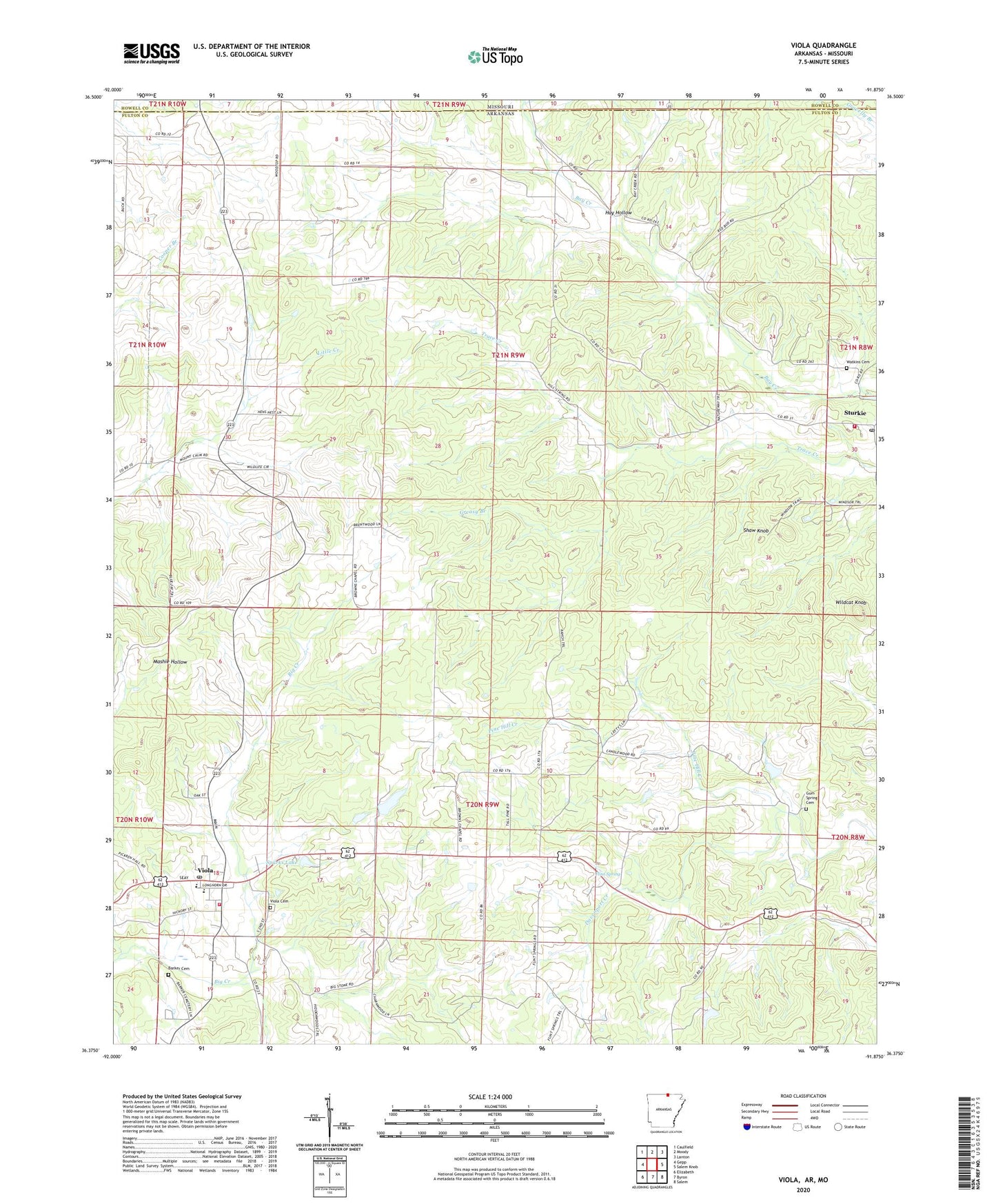 Viola Arkansas US Topo Map Image