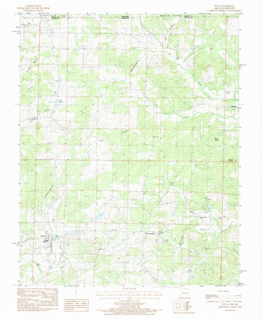 Classic USGS Viola Arkansas 7.5'x7.5' Topo Map Image