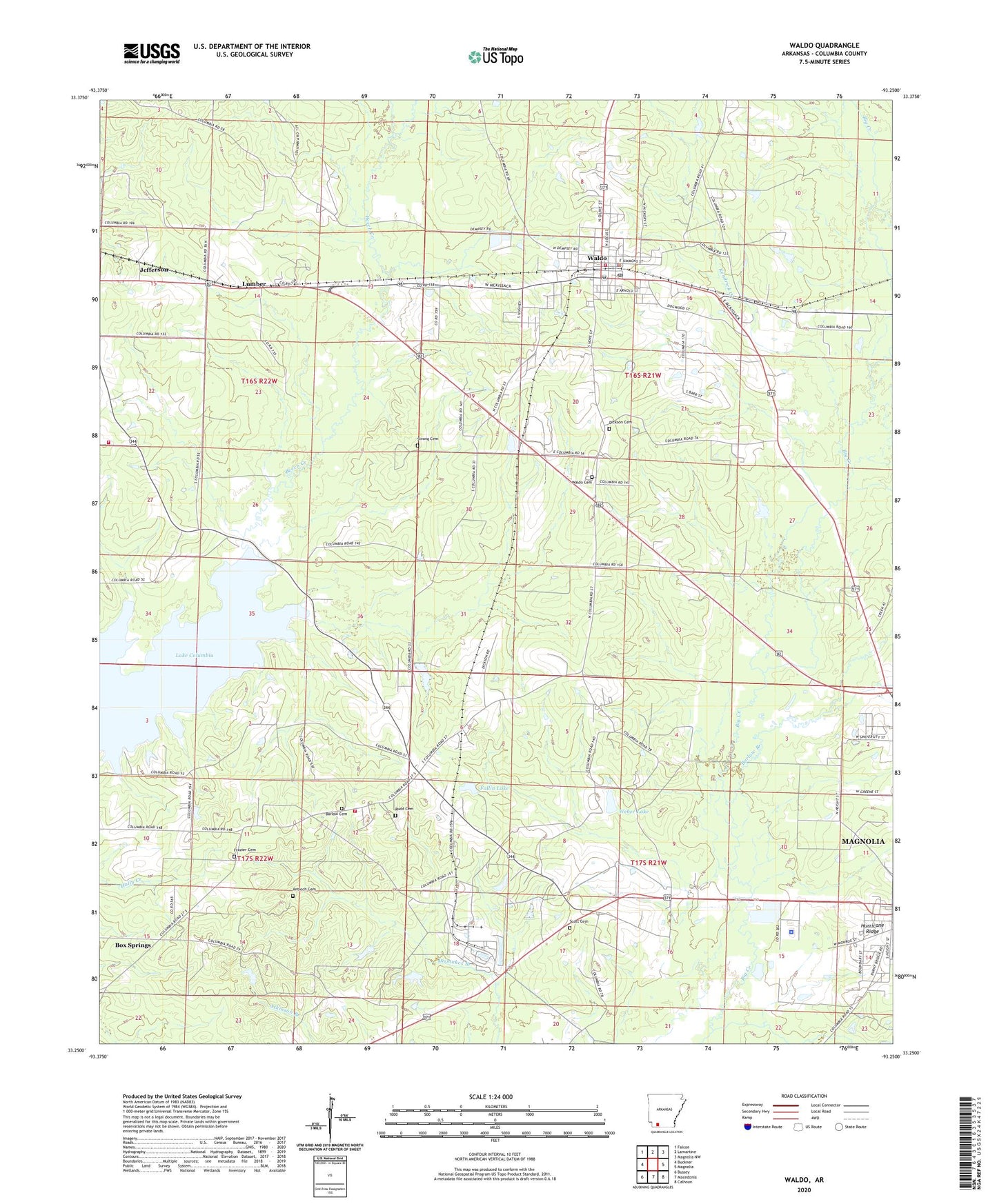 Waldo Arkansas US Topo Map Image