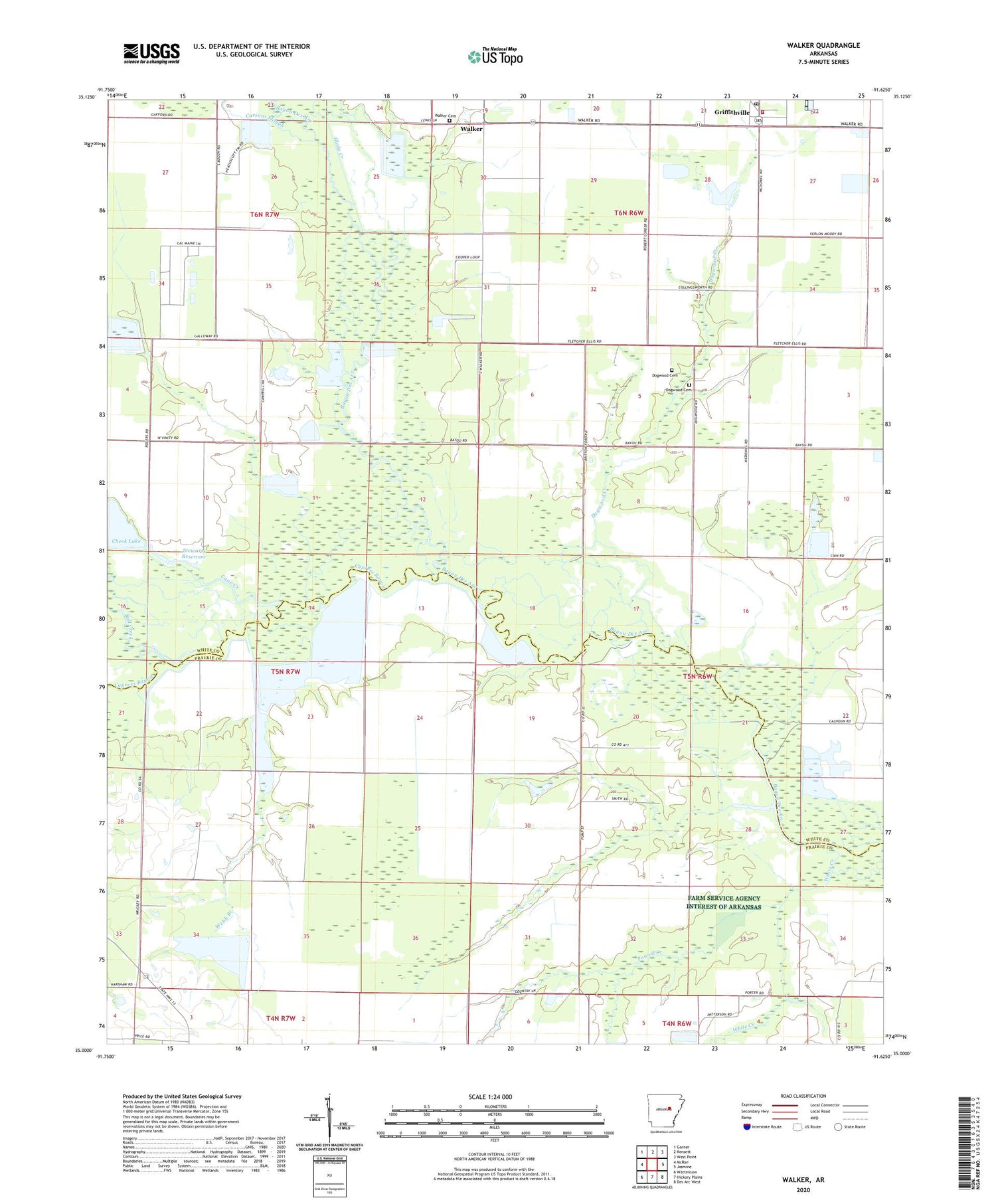Walker Arkansas US Topo Map Image