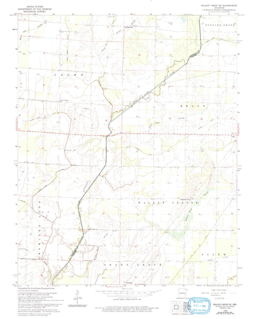 Classic USGS Walnut Ridge SE Arkansas 7.5'x7.5' Topo Map Image