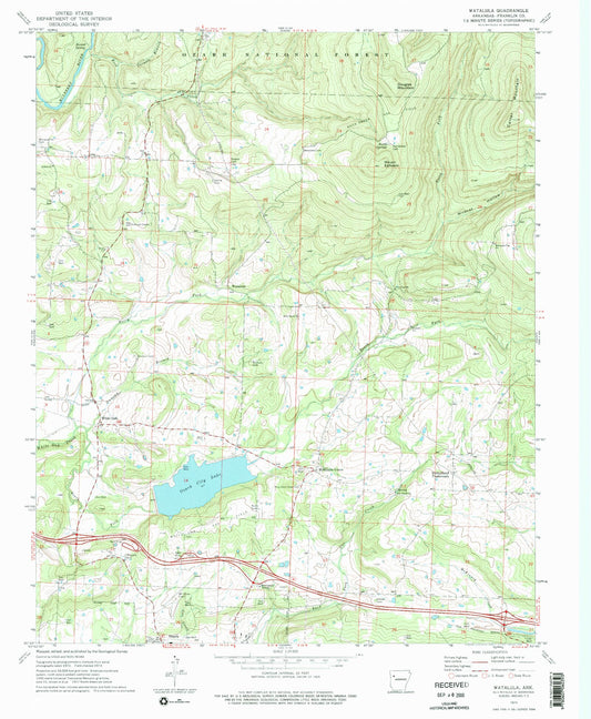 Classic USGS Watalula Arkansas 7.5'x7.5' Topo Map Image