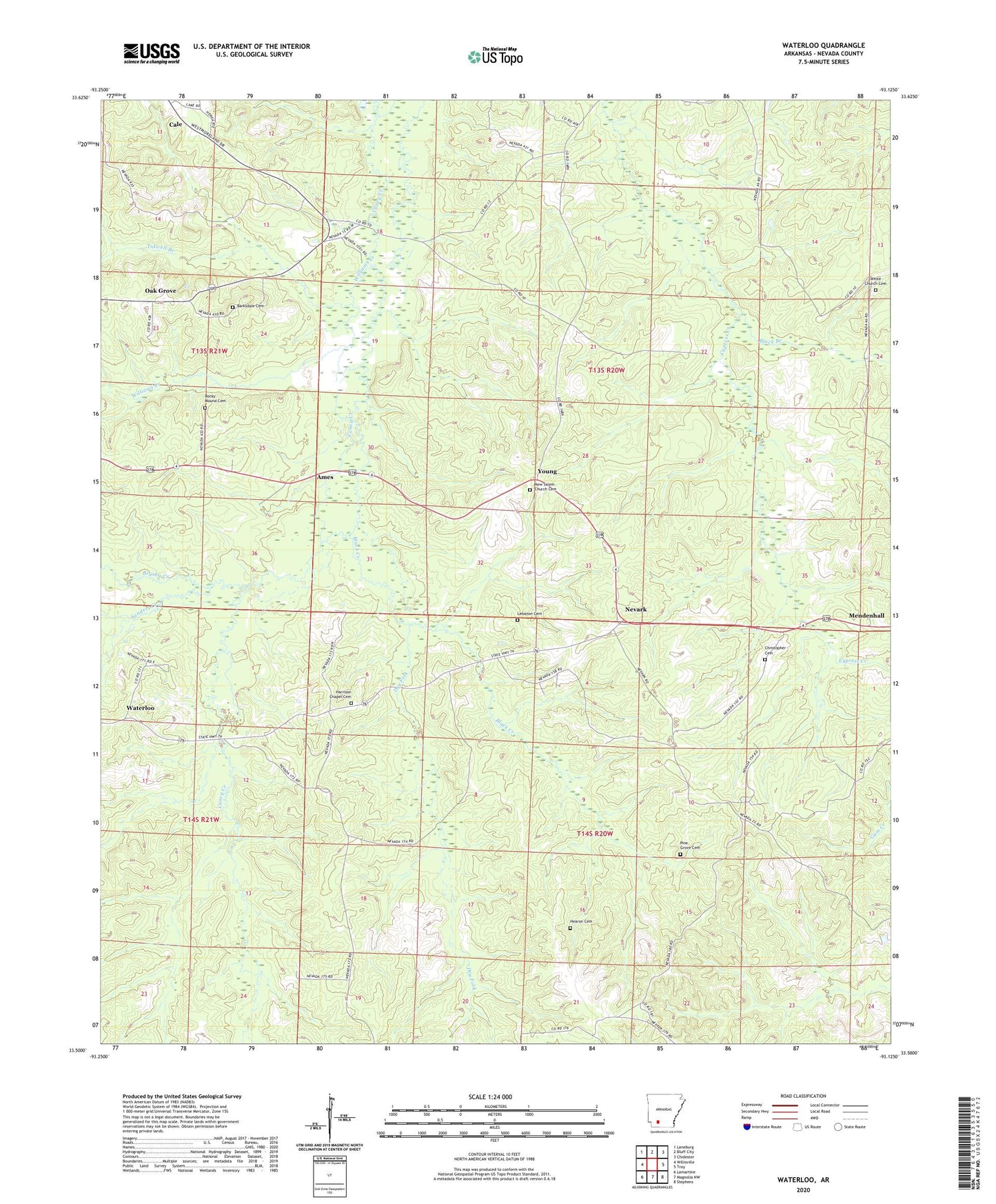 Waterloo Arkansas US Topo Map Image