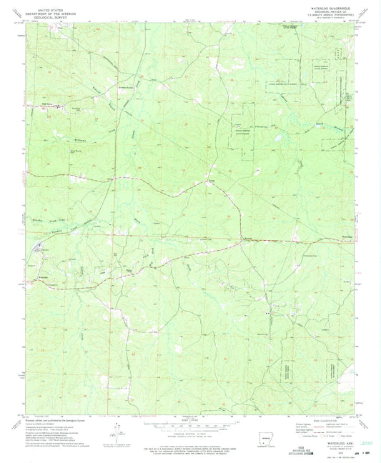 Classic USGS Waterloo Arkansas 7.5'x7.5' Topo Map Image