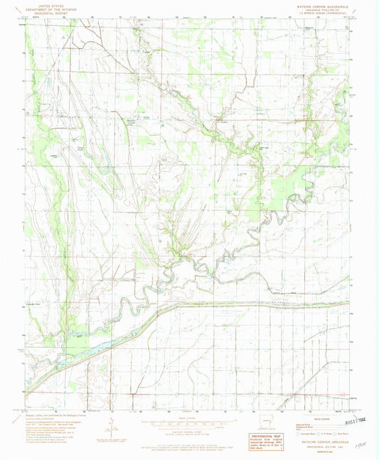 Classic USGS Watkins Corner Arkansas 7.5'x7.5' Topo Map Image