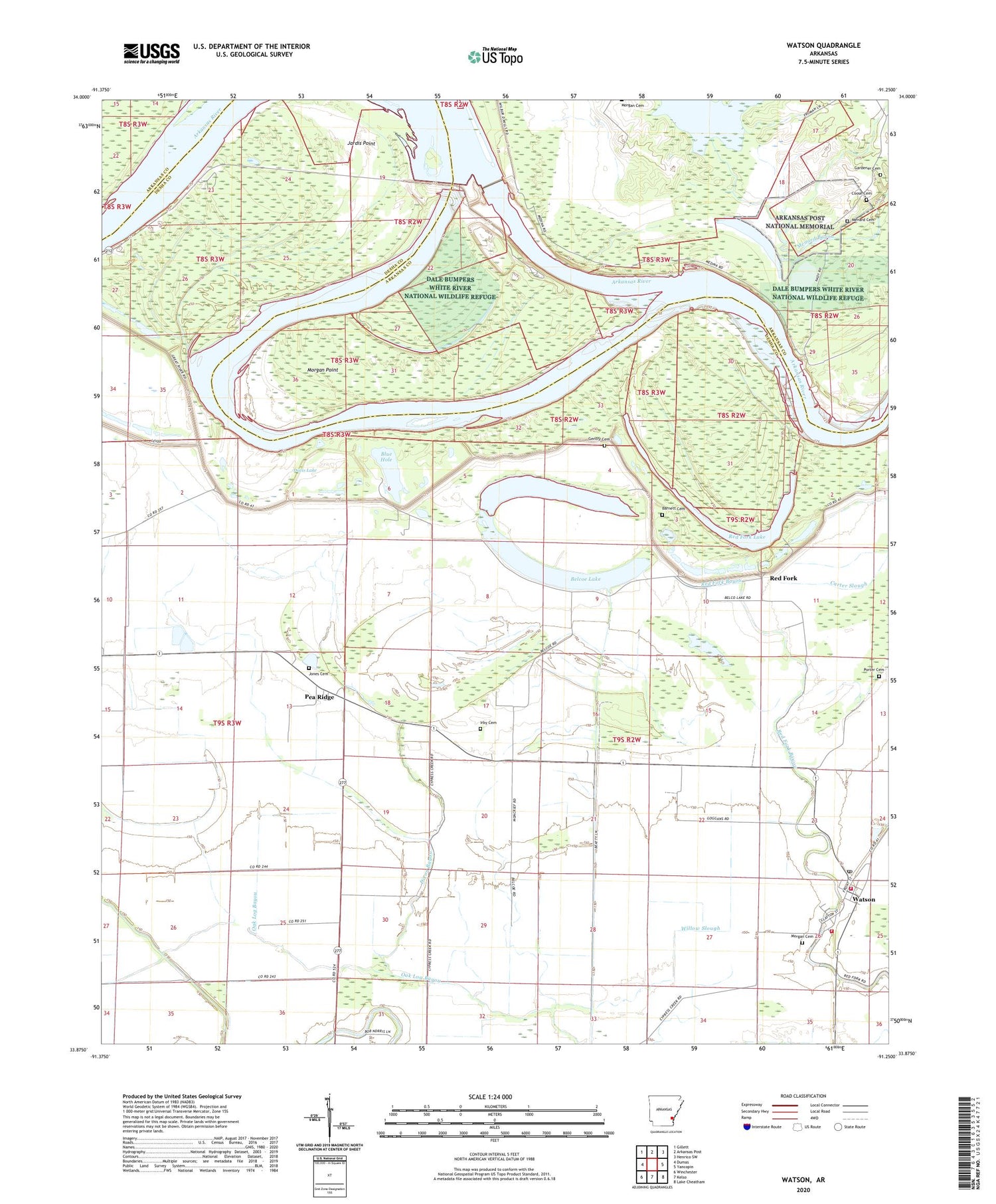 Watson Arkansas US Topo Map Image