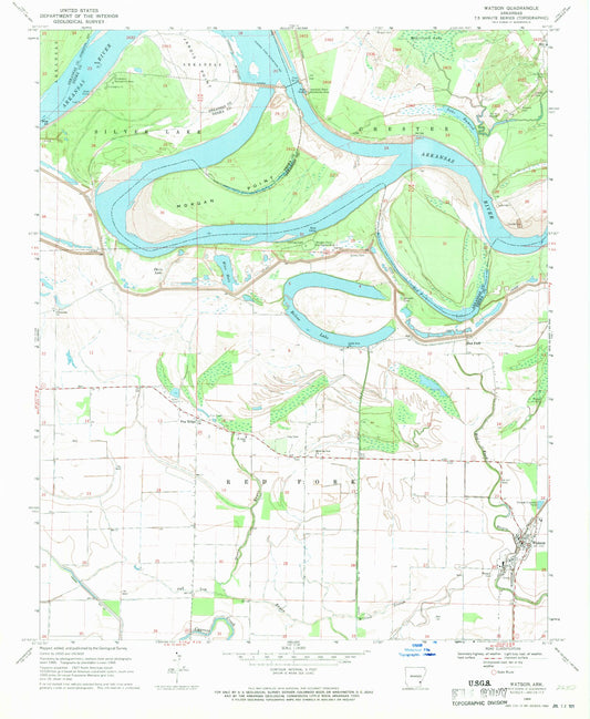 Classic USGS Watson Arkansas 7.5'x7.5' Topo Map Image