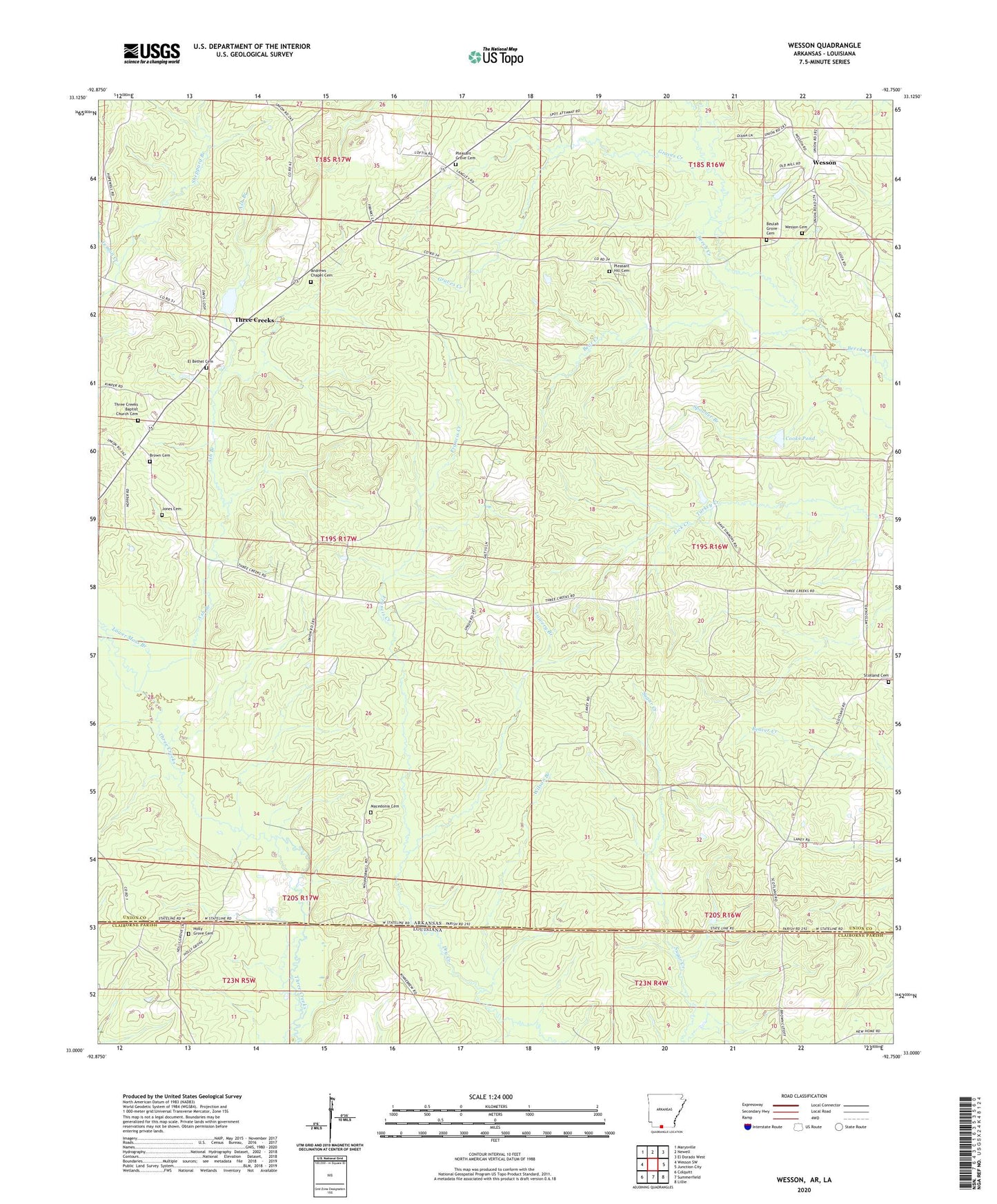 Wesson Arkansas US Topo Map Image