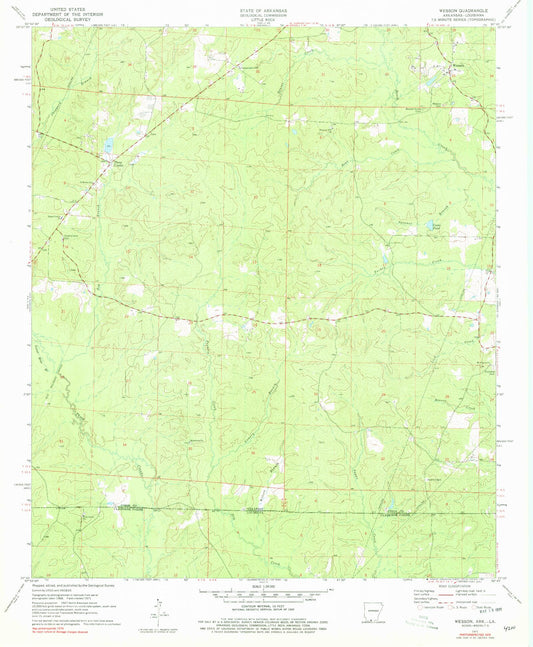 Classic USGS Wesson Arkansas 7.5'x7.5' Topo Map Image