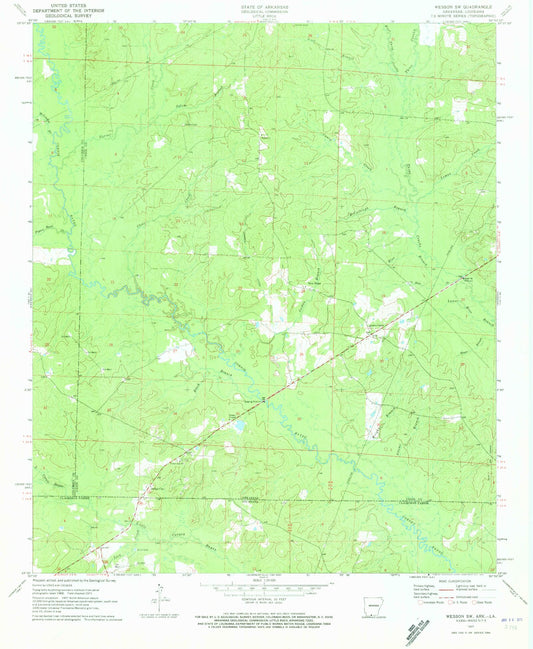 Classic USGS Wesson SW Arkansas 7.5'x7.5' Topo Map Image