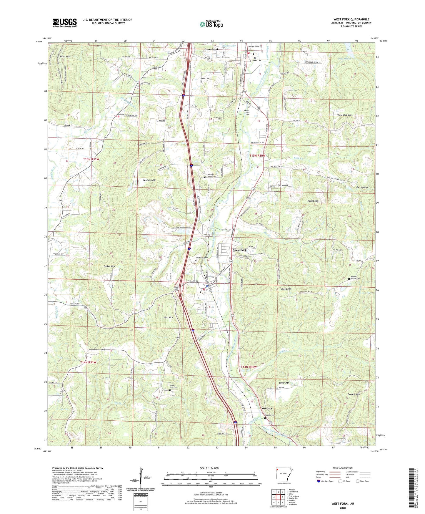 West Fork Arkansas US Topo Map Image