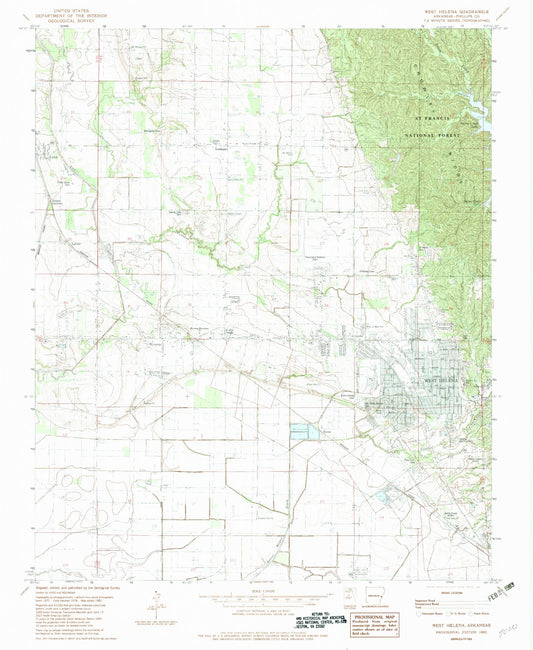 Classic USGS West Helena Arkansas 7.5'x7.5' Topo Map Image