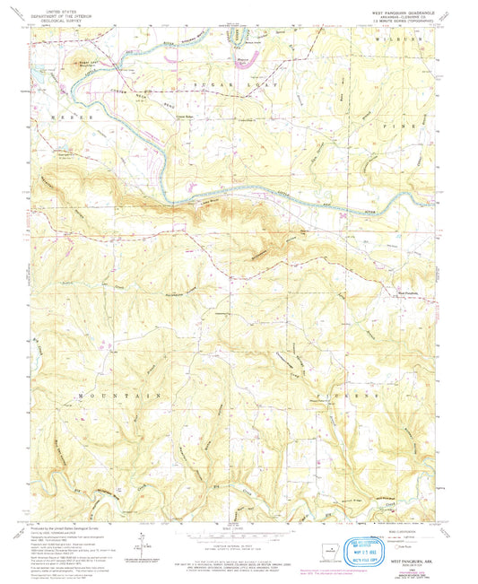 Classic USGS West Pangburn Arkansas 7.5'x7.5' Topo Map Image