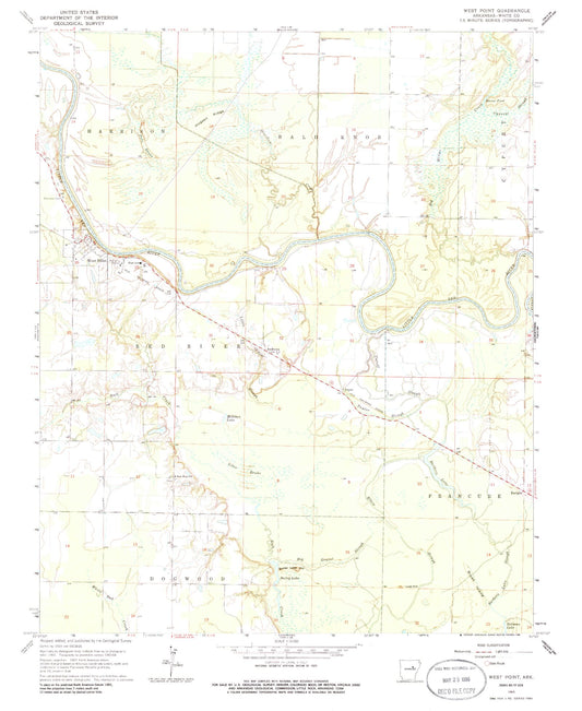 Classic USGS West Point Arkansas 7.5'x7.5' Topo Map Image