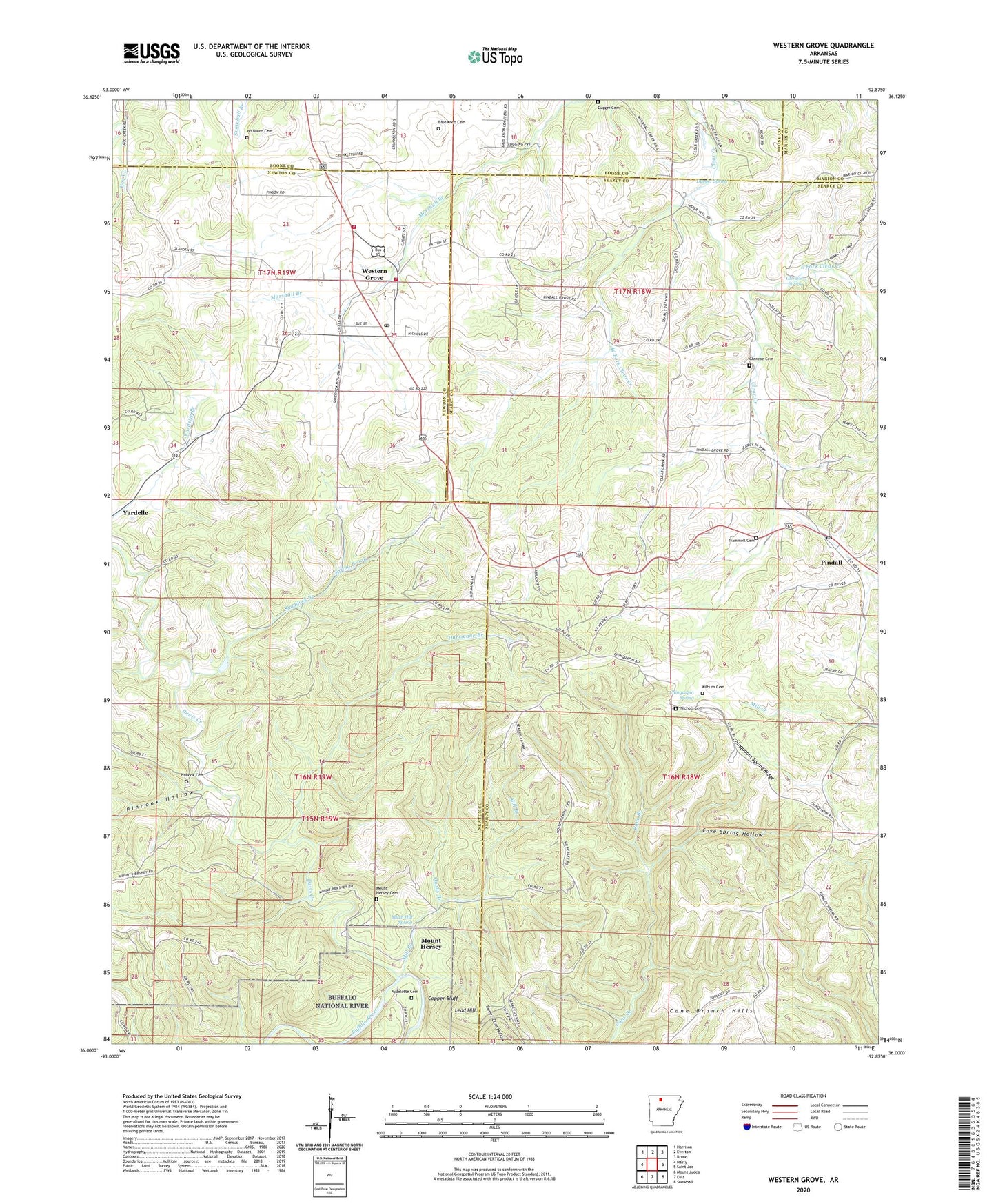 Western Grove Arkansas US Topo Map Image