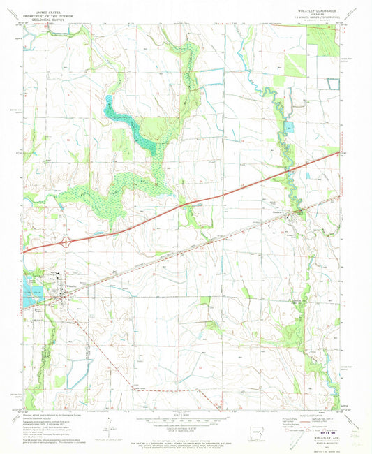 Classic USGS Wheatley Arkansas 7.5'x7.5' Topo Map Image