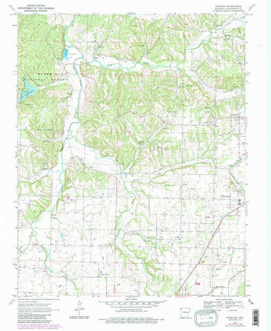 Classic USGS Wheeler Arkansas 7.5'x7.5' Topo Map Image