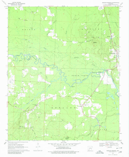 Classic USGS Whelen Springs Arkansas 7.5'x7.5' Topo Map Image