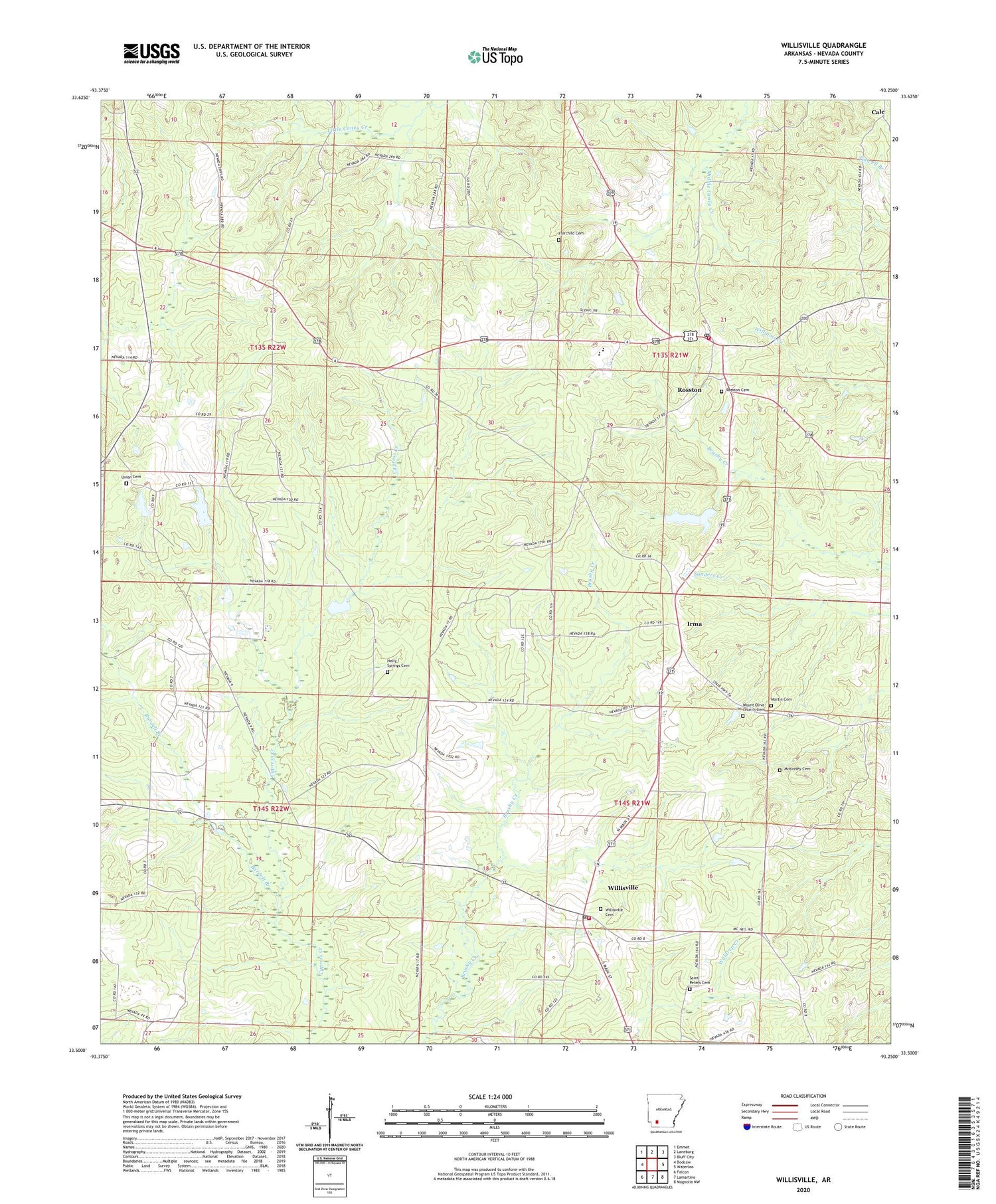 Willisville Arkansas US Topo Map Image