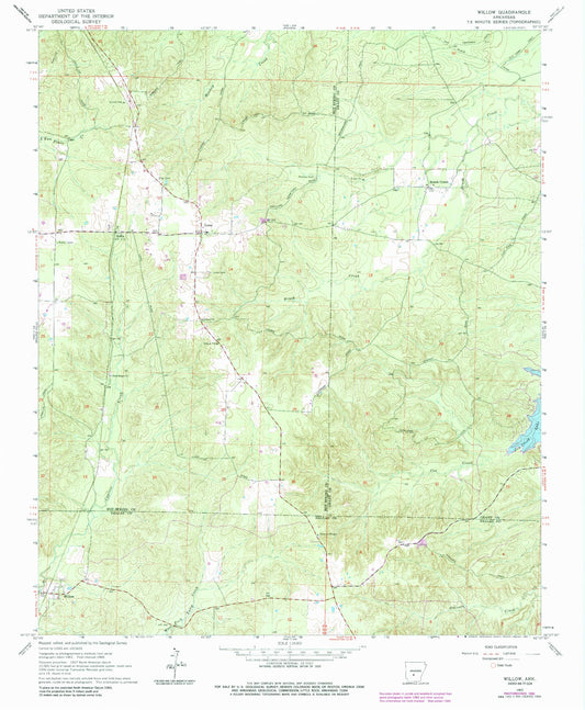 Classic USGS Willow Arkansas 7.5'x7.5' Topo Map Image