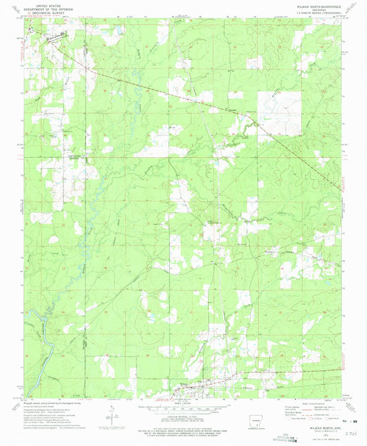 Classic USGS Wilmar North Arkansas 7.5'x7.5' Topo Map Image