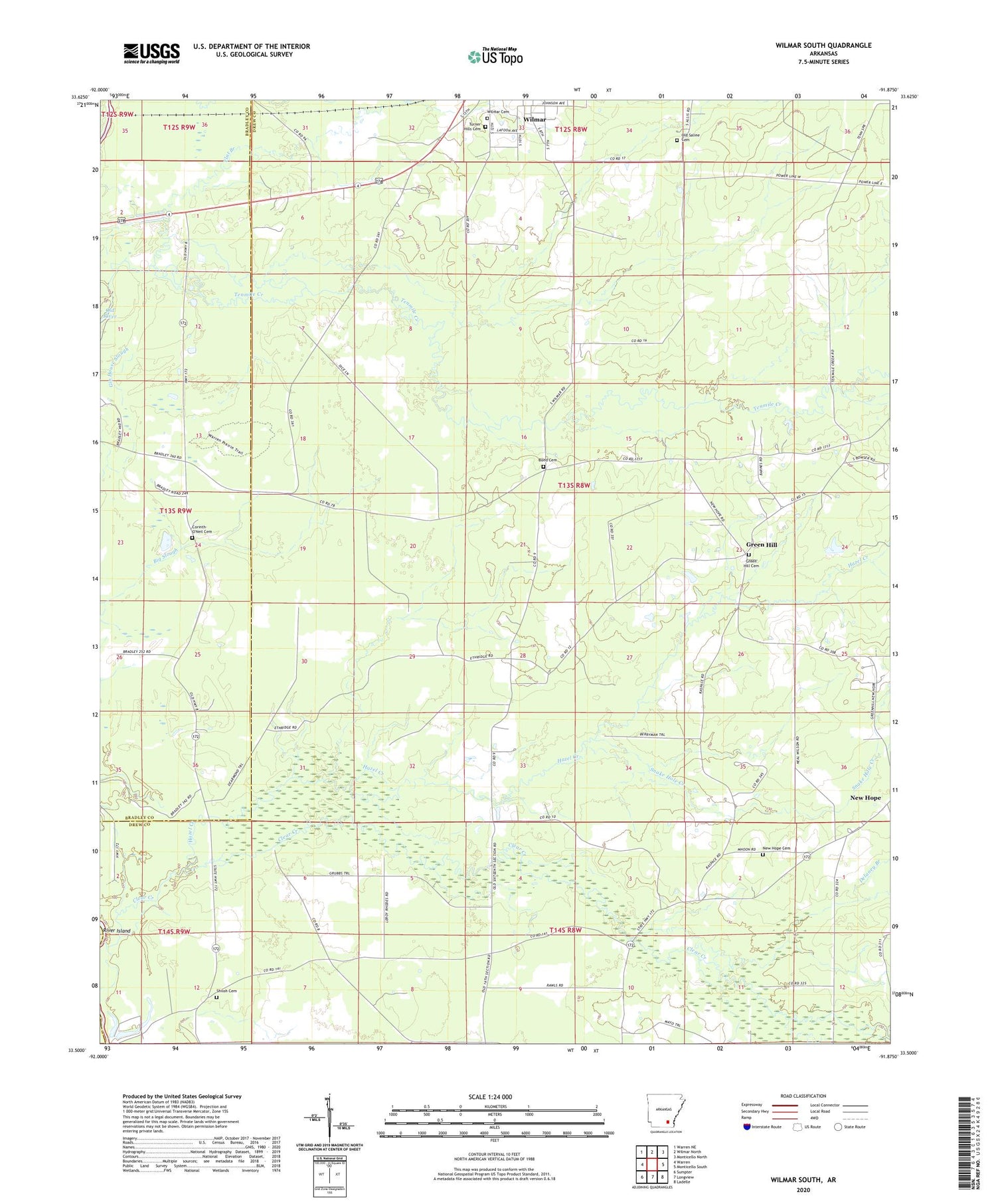 Wilmar South Arkansas US Topo Map Image