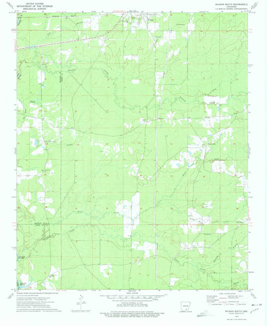 Classic USGS Wilmar South Arkansas 7.5'x7.5' Topo Map Image