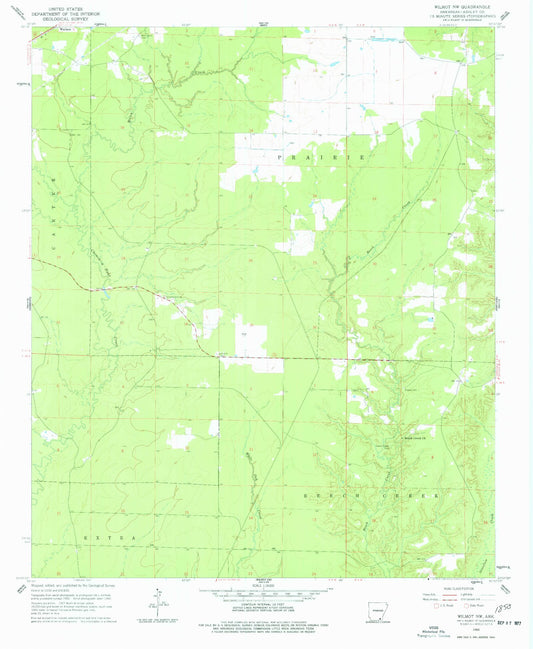 Classic USGS Wilmot NW Arkansas 7.5'x7.5' Topo Map Image