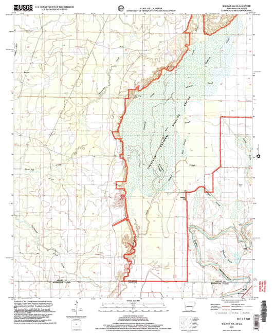 Classic USGS Wilmot SW Arkansas 7.5'x7.5' Topo Map Image