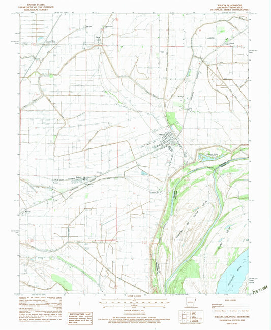 Classic USGS Wilson Arkansas 7.5'x7.5' Topo Map Image