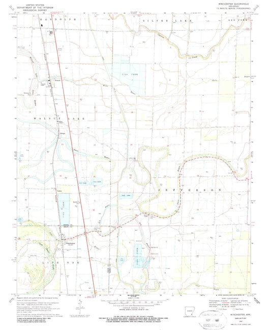 Classic USGS Winchester Arkansas 7.5'x7.5' Topo Map Image