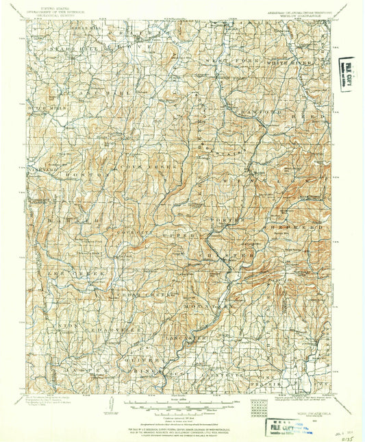 Historic 1898 Winslow Arkansas 30'x30' Topo Map Image