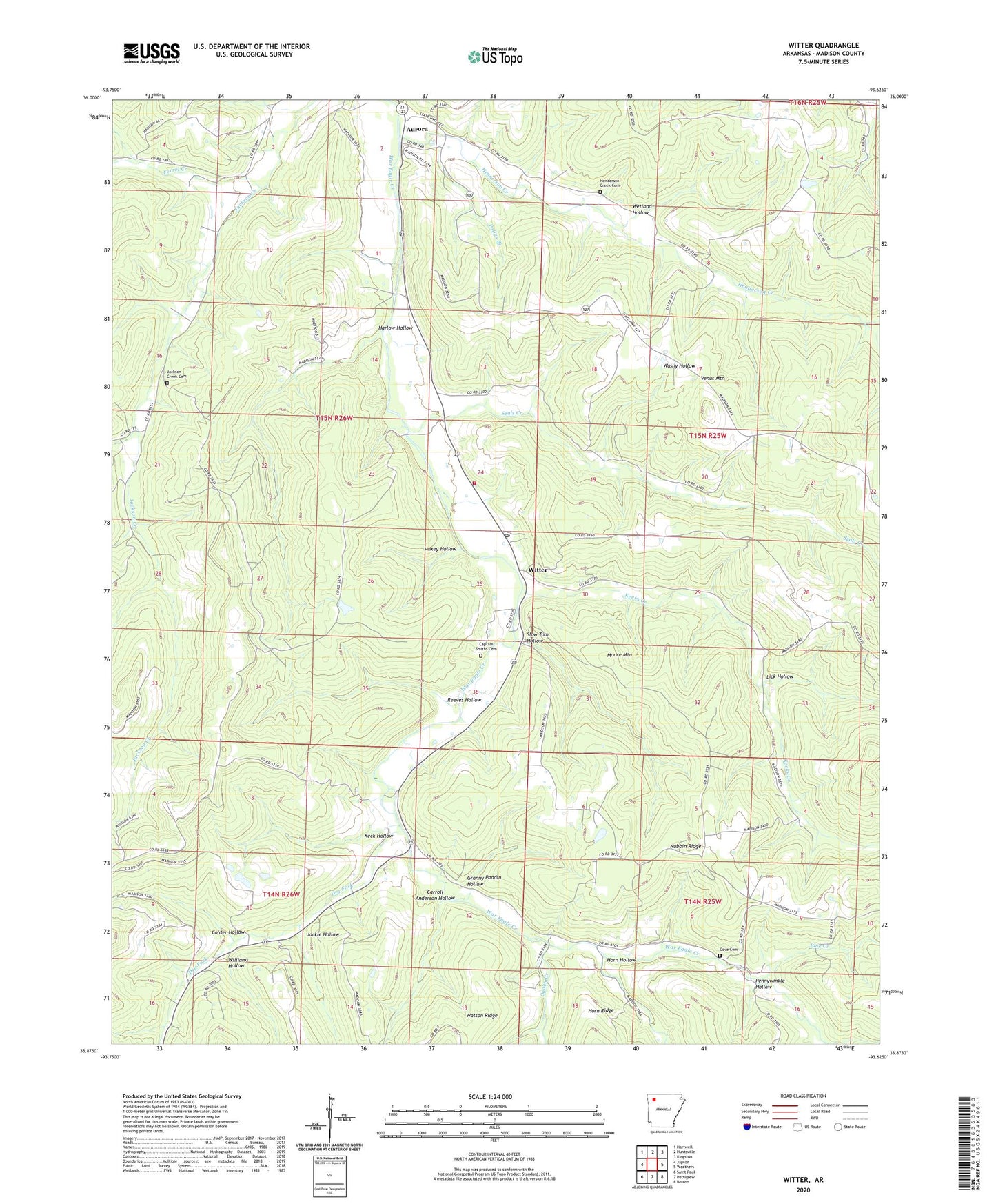 Witter Arkansas US Topo Map Image