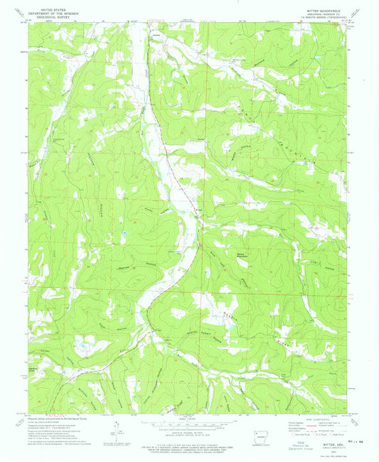 Classic USGS Witter Arkansas 7.5'x7.5' Topo Map Image