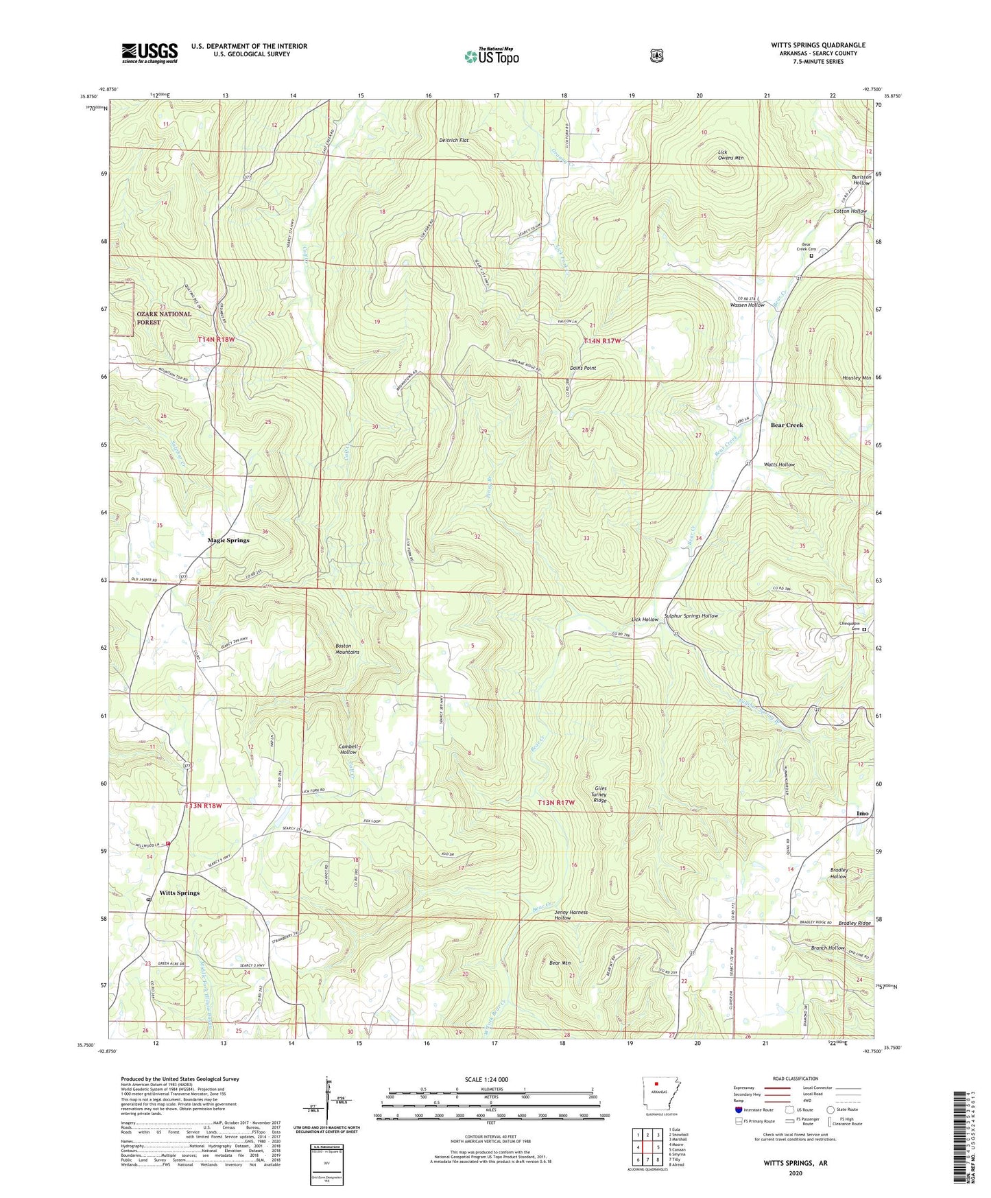 Witts Springs Arkansas US Topo Map Image