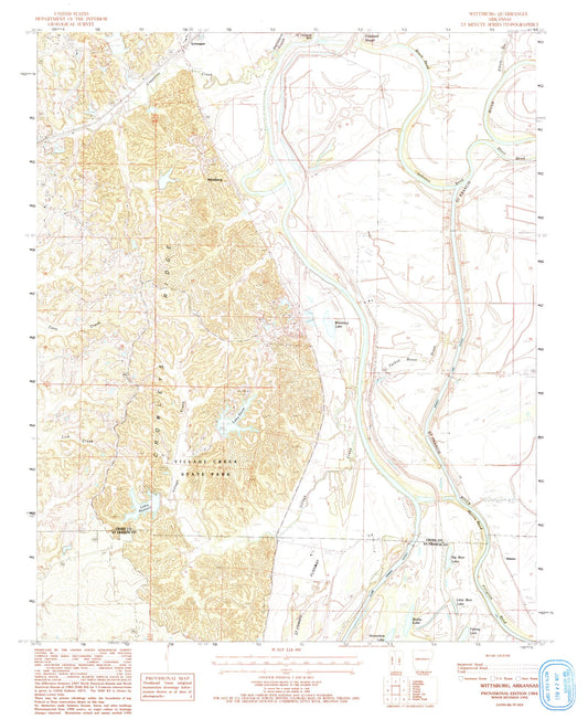 Classic USGS Wittsburg Arkansas 7.5'x7.5' Topo Map Image