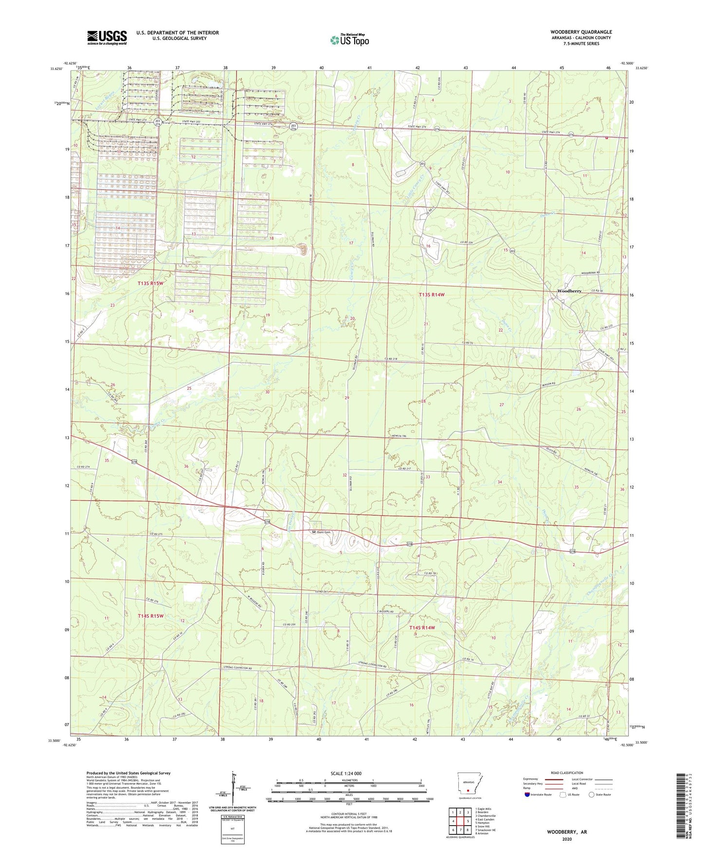 Woodberry Arkansas US Topo Map Image