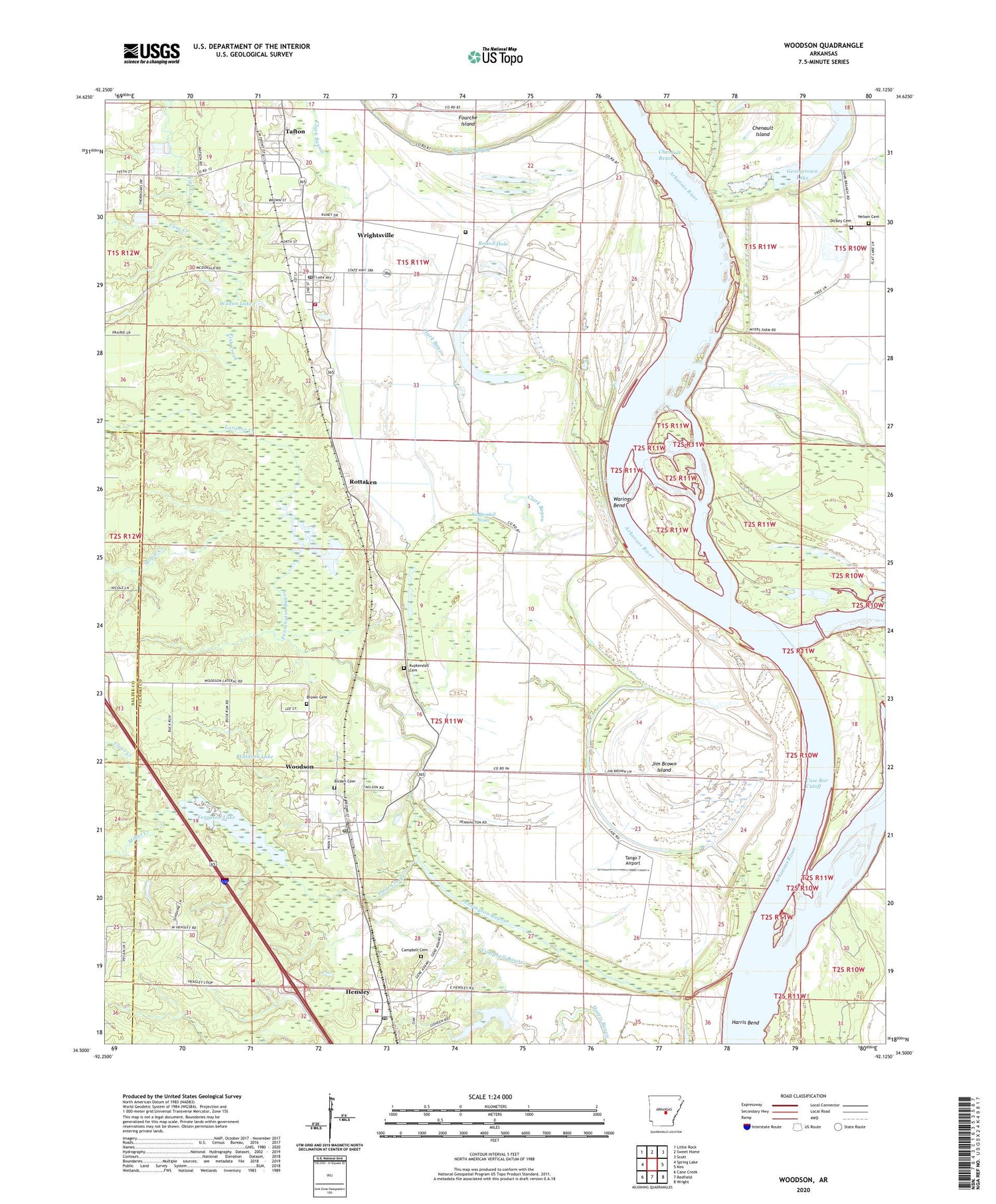 Woodson Arkansas US Topo Map Image
