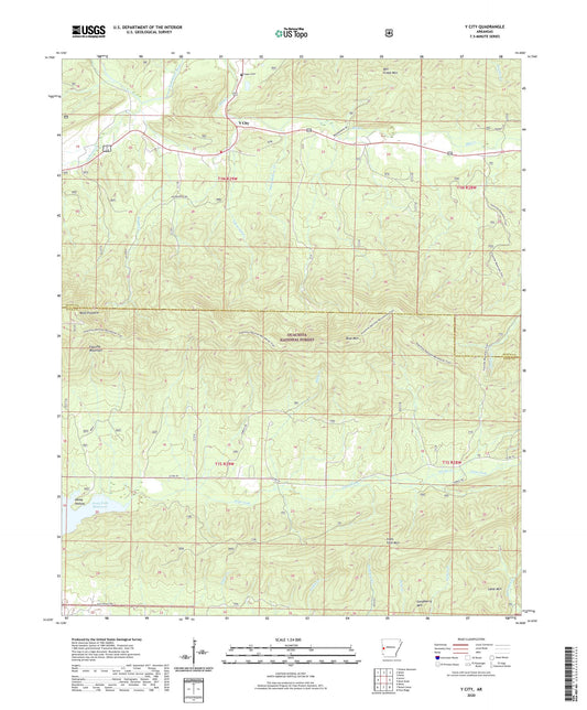 Y City Arkansas US Topo Map Image