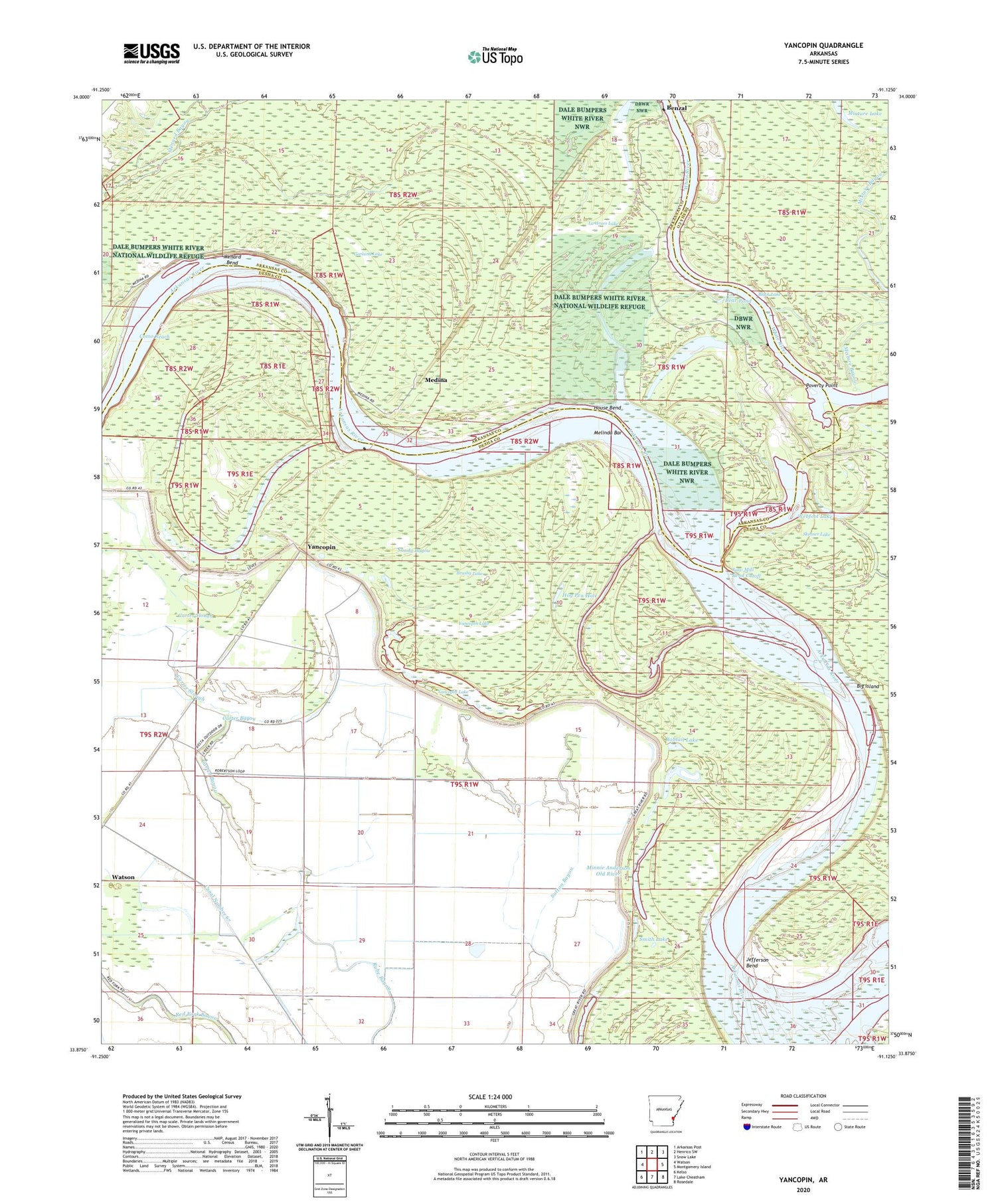 Yancopin Arkansas US Topo Map Image