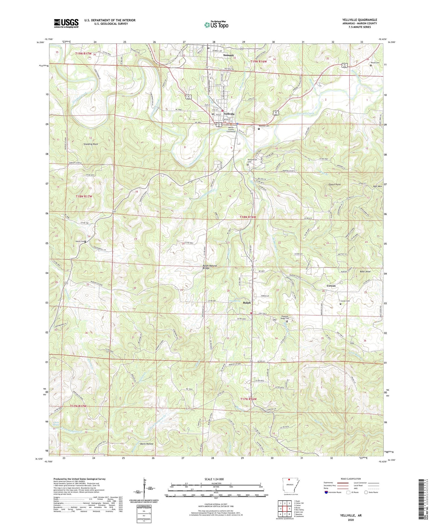 Yellville Arkansas US Topo Map Image
