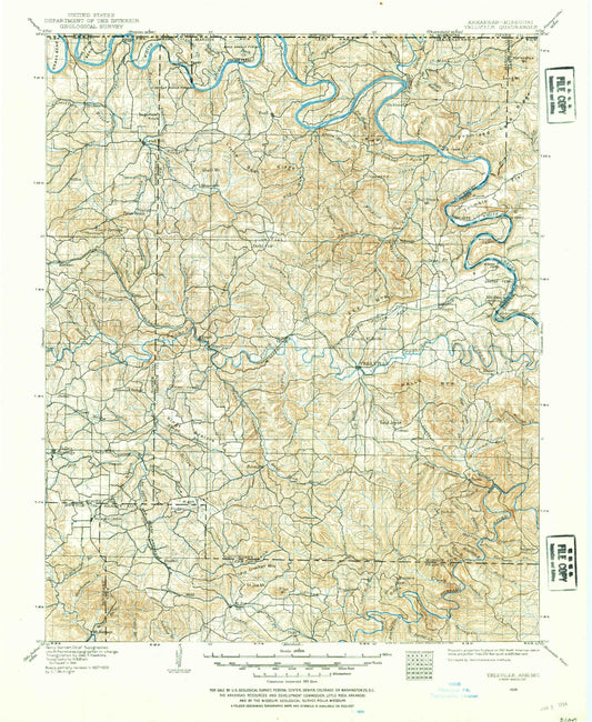 Historic 1929 Yellville Arkansas 30'x30' Topo Map Image