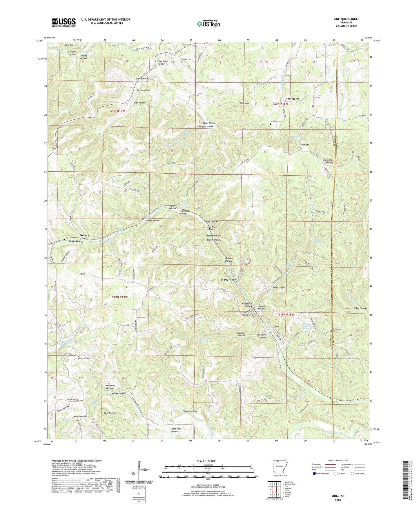 Zinc Arkansas US Topo Map Image
