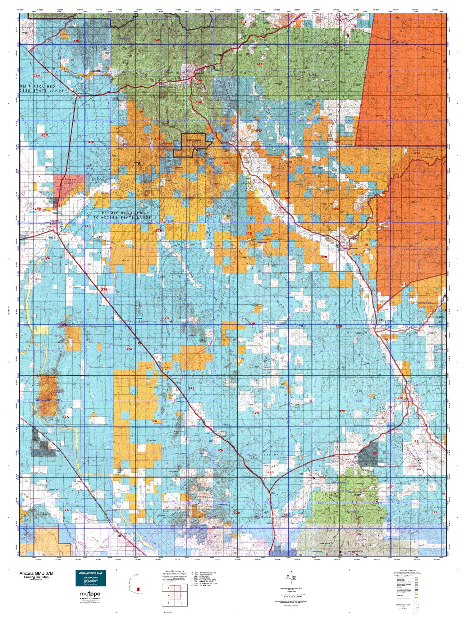 Arizona GMU 37B Map – MyTopo Map Store