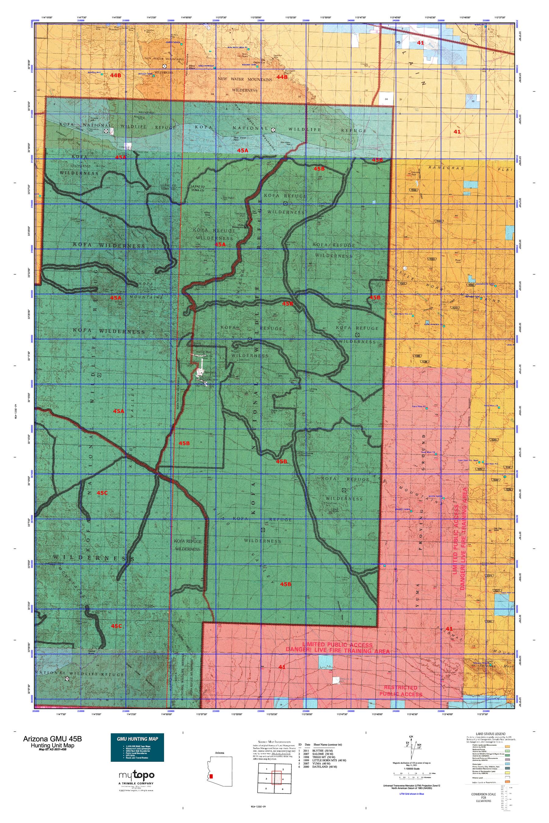 Arizona GMU 45B Map – MyTopo Map Store