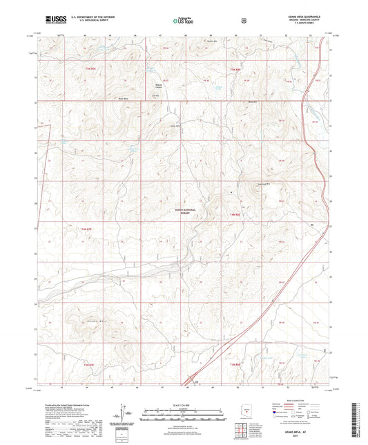 Adams Mesa Arizona US Topo Map Image