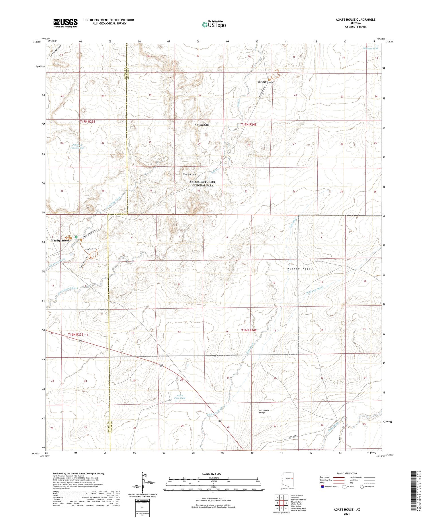 Agate House Arizona US Topo Map Image