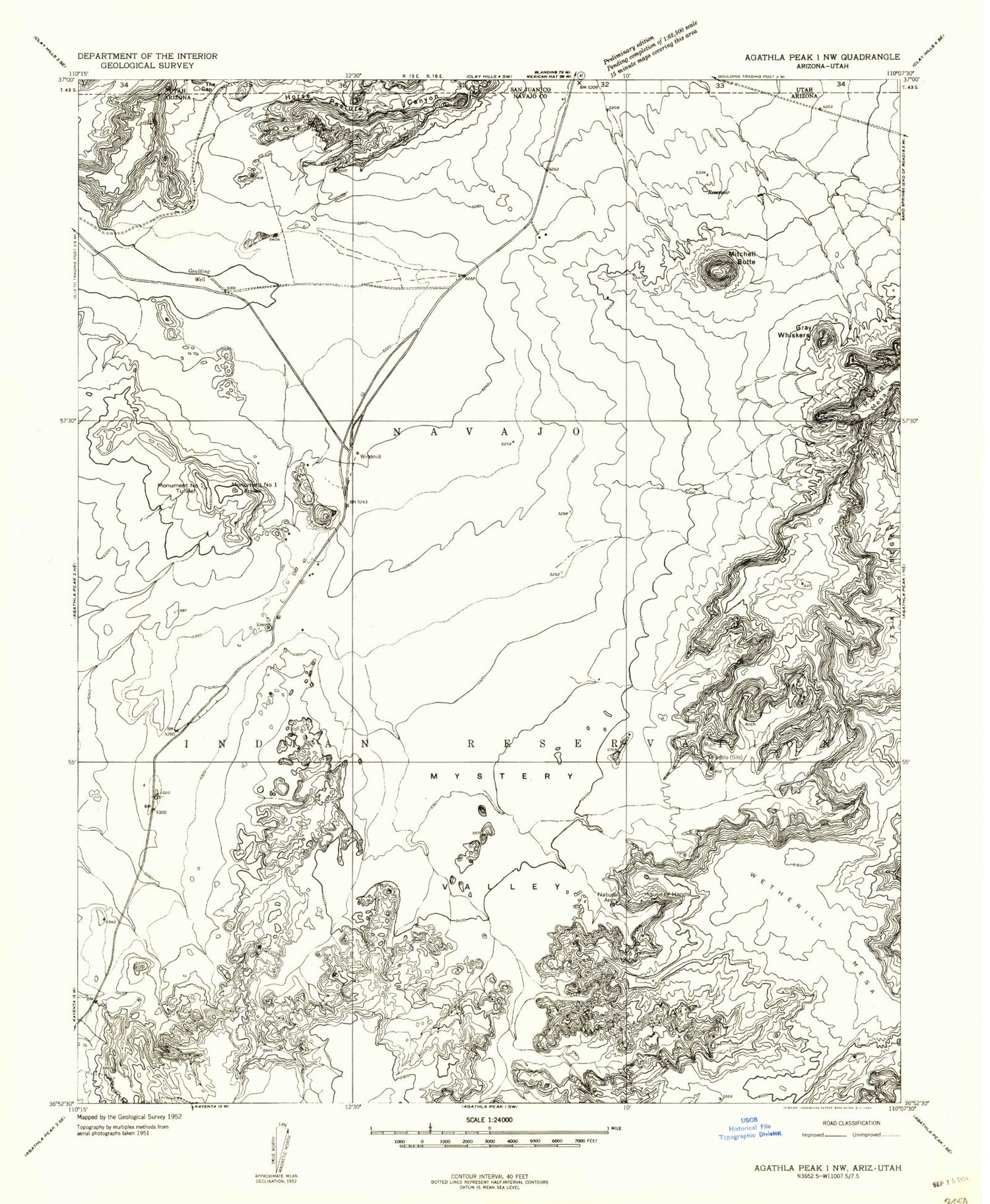Classic USGS Mystery Valley Arizona 7.5'x7.5' Topo Map Image